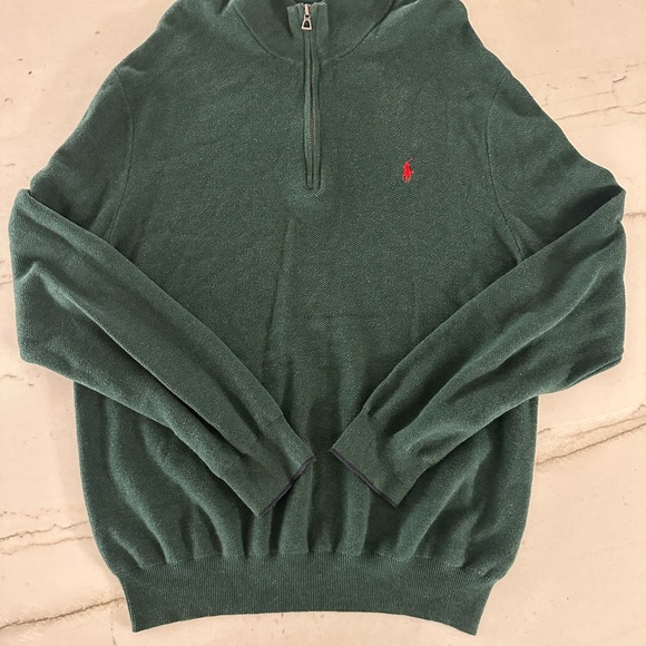 Mens Polo Ralph Lauren Quarter Zip Pullover Sweater Sz XXL Knit Classic Green
